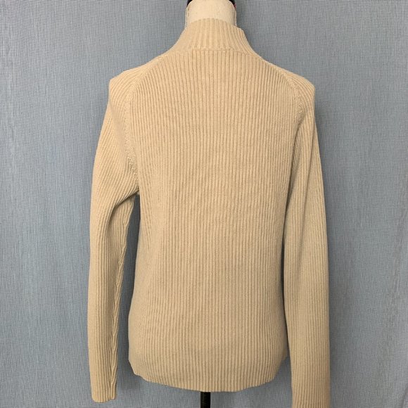 Men's Half Zip Ribbed Sweater / Men's Cotton Jumper / SMALL / 90's or early 00's - Picture 4 of 5